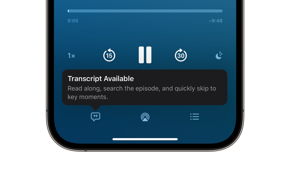 iOS 17.4 beta 1 Apple Podcasts transcripts