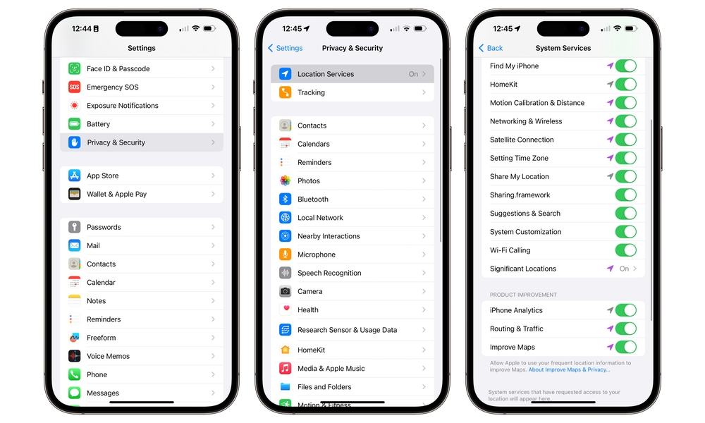 iPhone Privacy Location Motion Calibration Settings