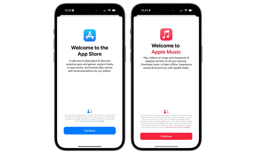 iOS 17.4 beta 2 App Store and Apple Music welcome