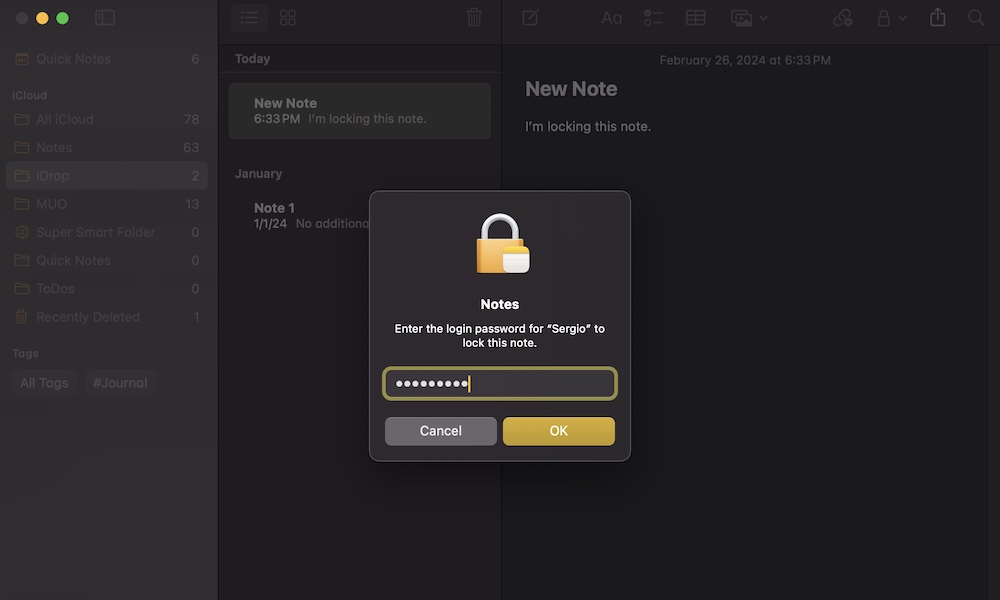 Lock Notes Mac