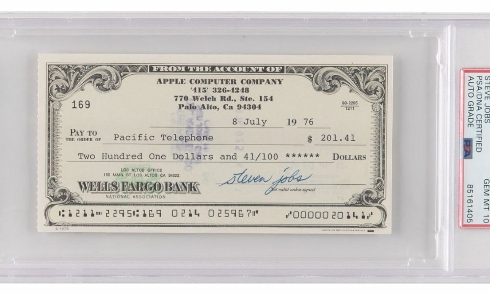 Steve Jobs Signed 1976 check