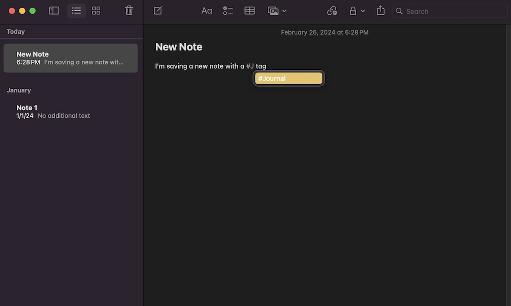 Using Tags in Notes Mac