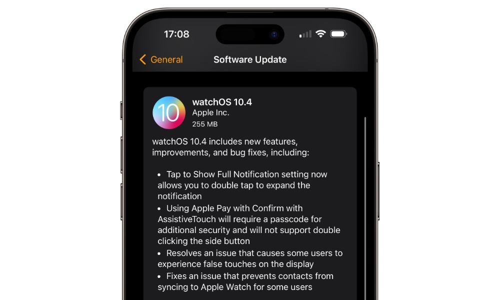 watchOS 17.4 update