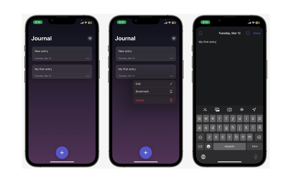 Editr an Entry Apple Journal iPhone