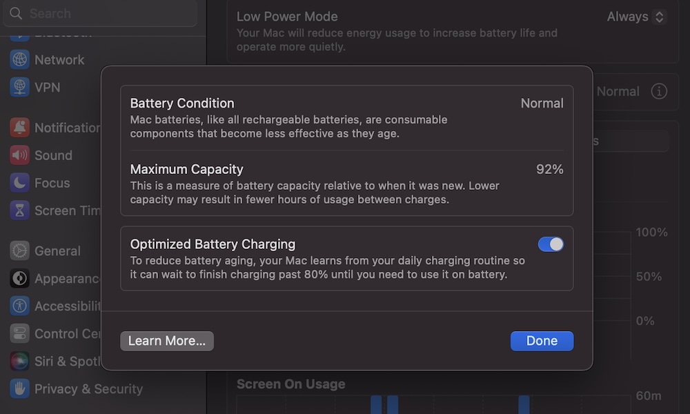Optimized Battery Charging Mac