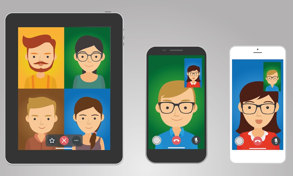 Different Facetime / video call / video conference vector icons. Grouped and isolated, easy to customize.