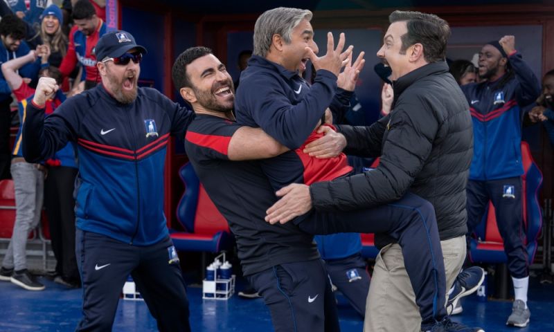Ted Lasso coaches celebrating