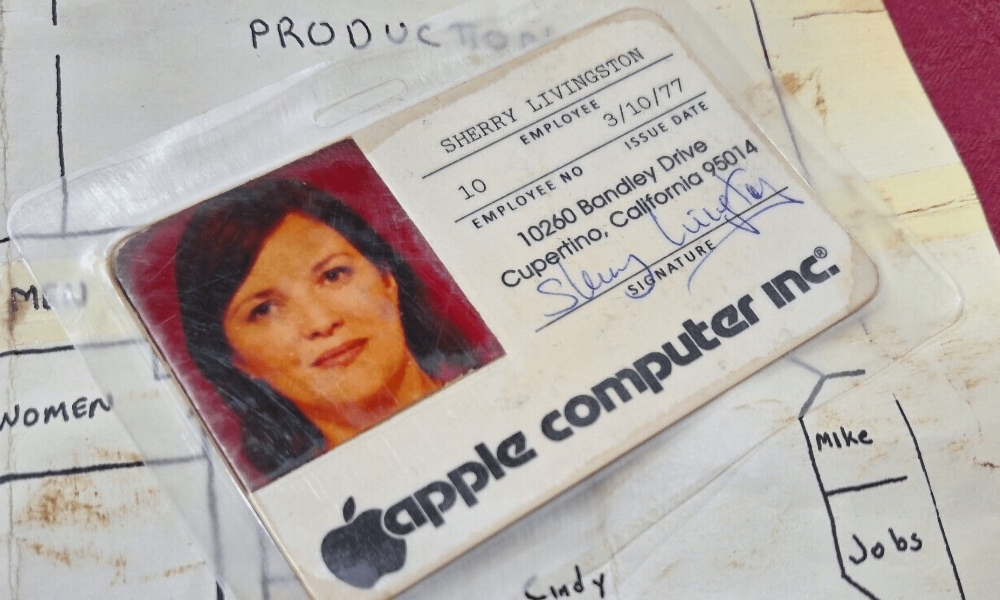 fake Apple employee badge Sherry Livingston ebay