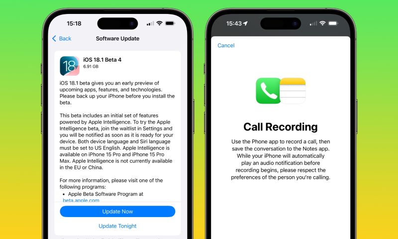 iOS 18.1 beta 4 call recording hero