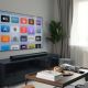 Apple TV on wall in living room