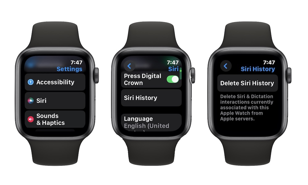 Delete Siri History on Apple Watch