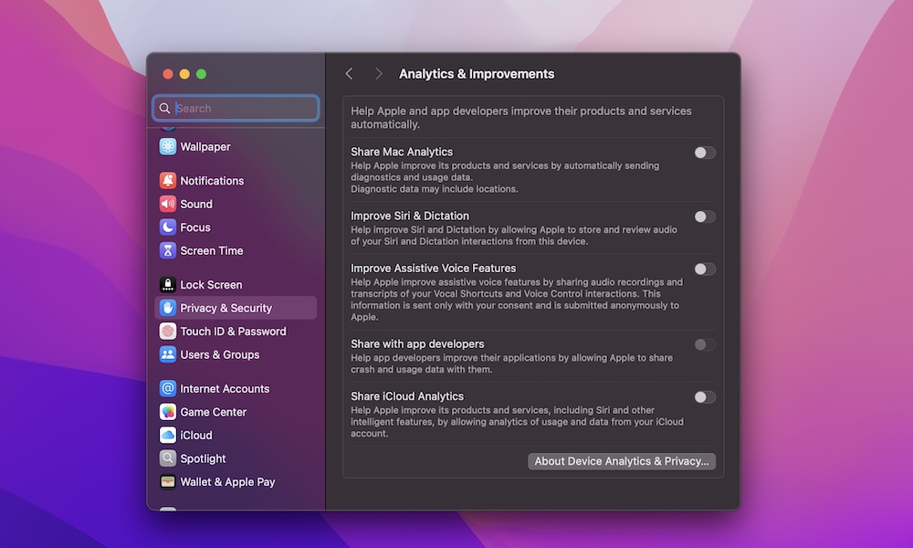 Stop Sharing Siri History on Mac
