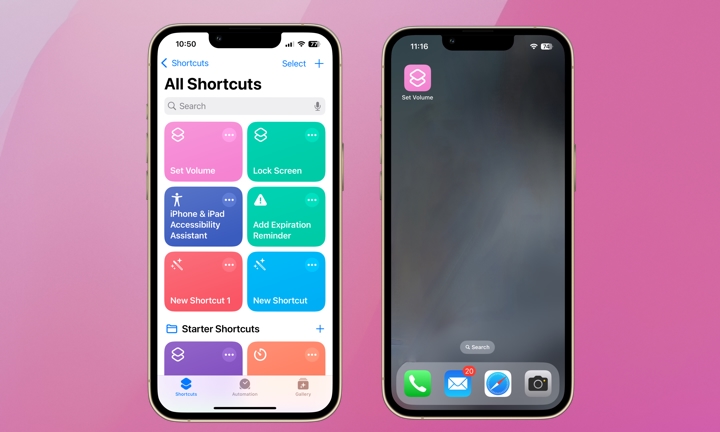 volume shortcut home screen