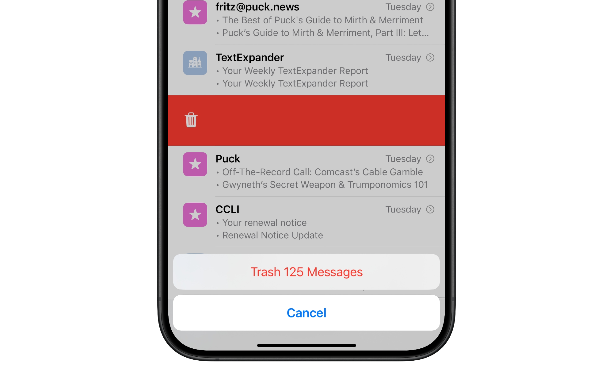 iOS 18.2 Mail Categories Bulk Delete Bundled mail