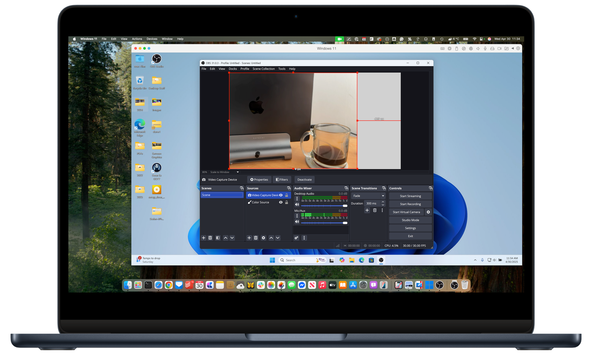 Parallels Desktop Mac running OBS on Windows 11
