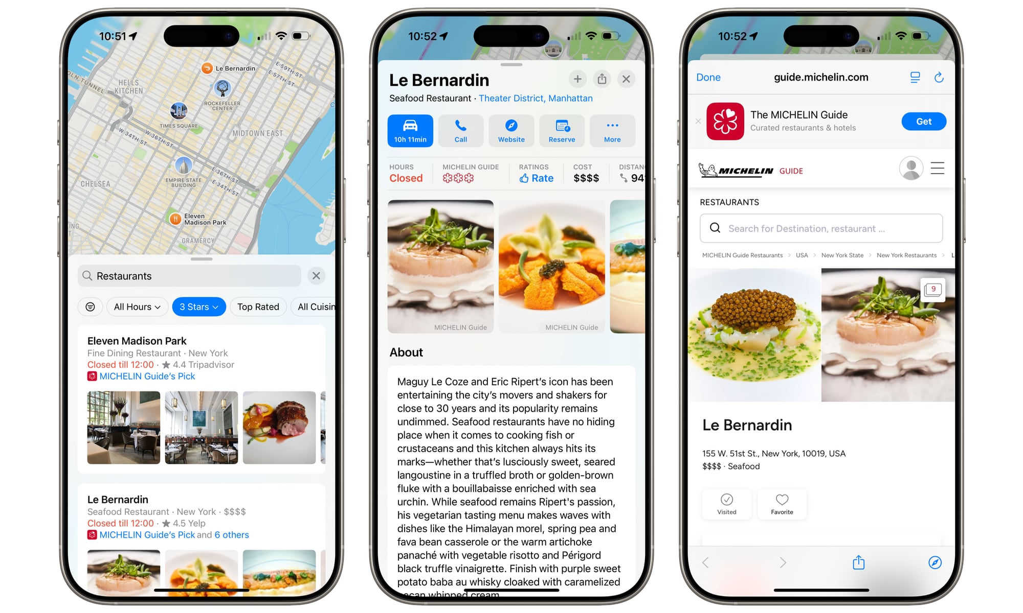Apple Maps Michelin Guide Le Bernardin New York