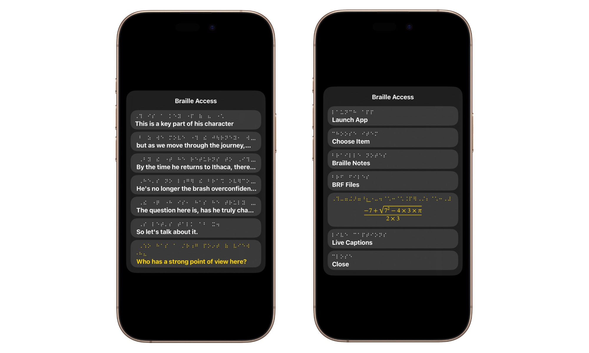 Apple accessibility features 2025 Braille Access