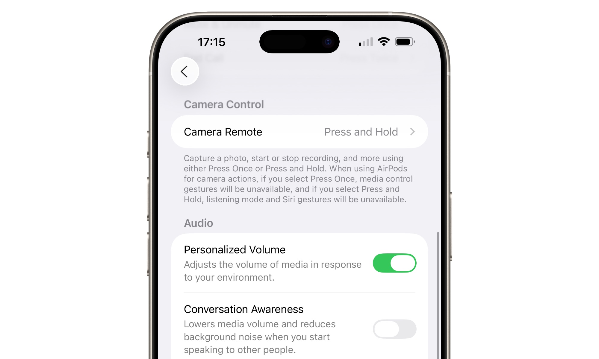 AirPods iOS 26 beta 1 Camera Remote