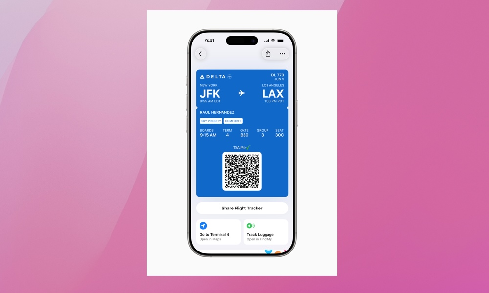 Apple wallet boarding pass