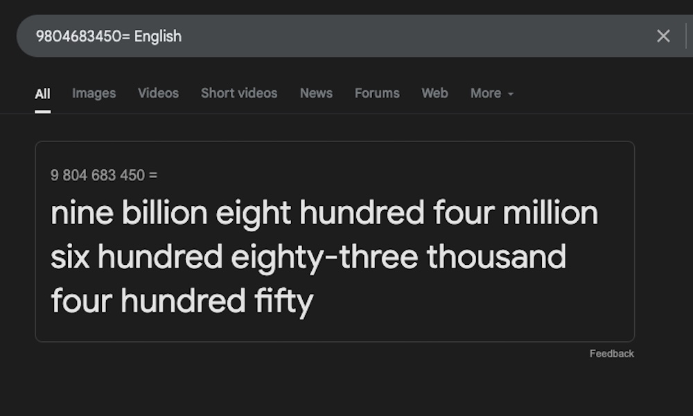 Ask Google to spell a number for you