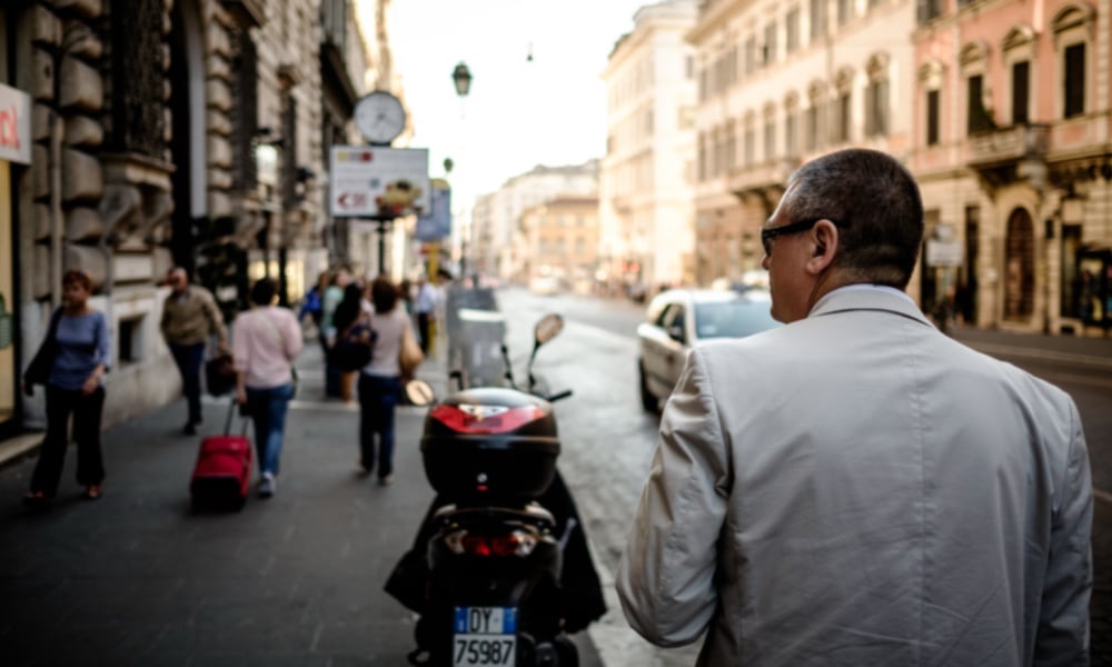 Man walking in Rome Italy