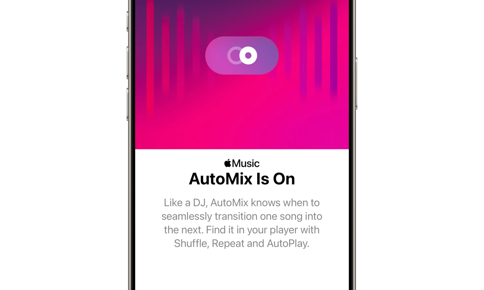 iOS 26 Beta 1 AutoMix splash screen