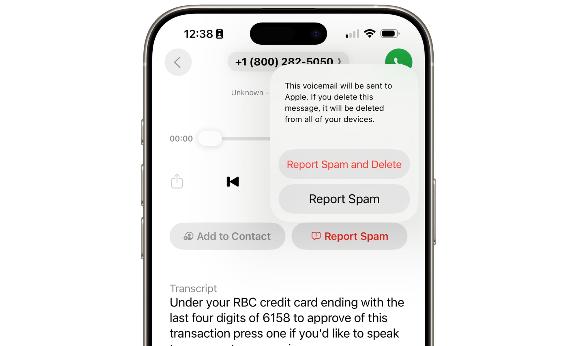 iOS 26 call spam reporting