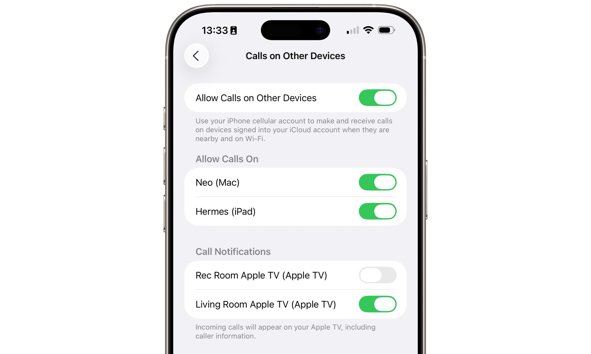 iOS 26 enable call notifications on Apple TV