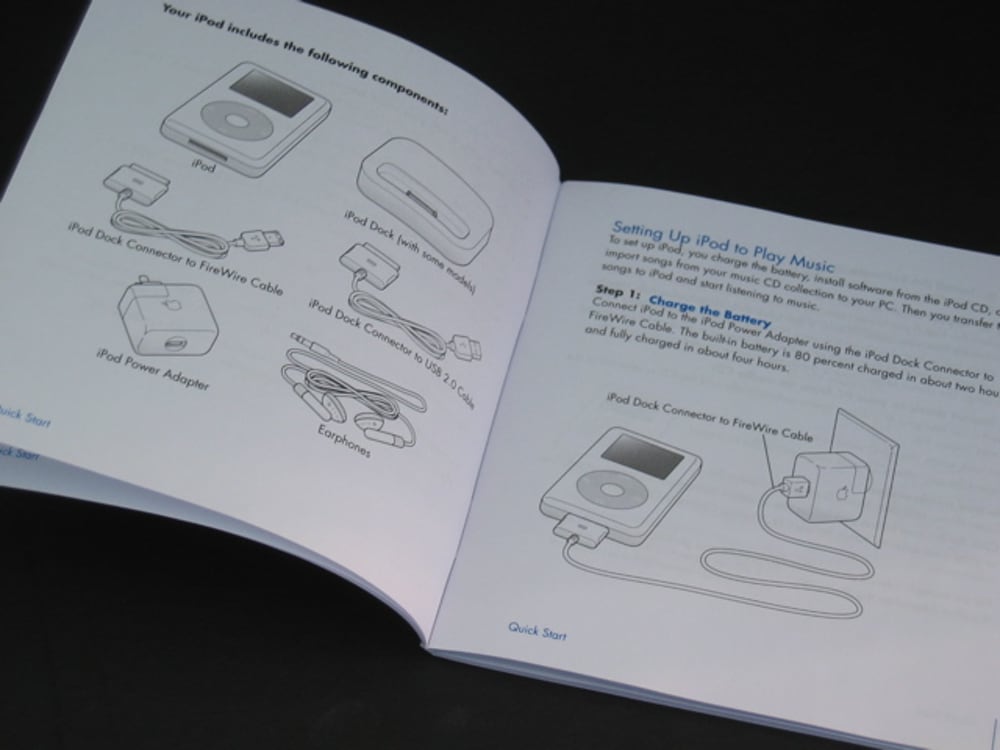 iPod manual with FireWire cables