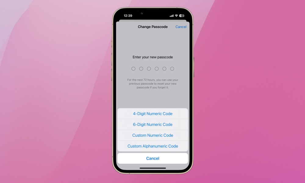 iphoen passcode options