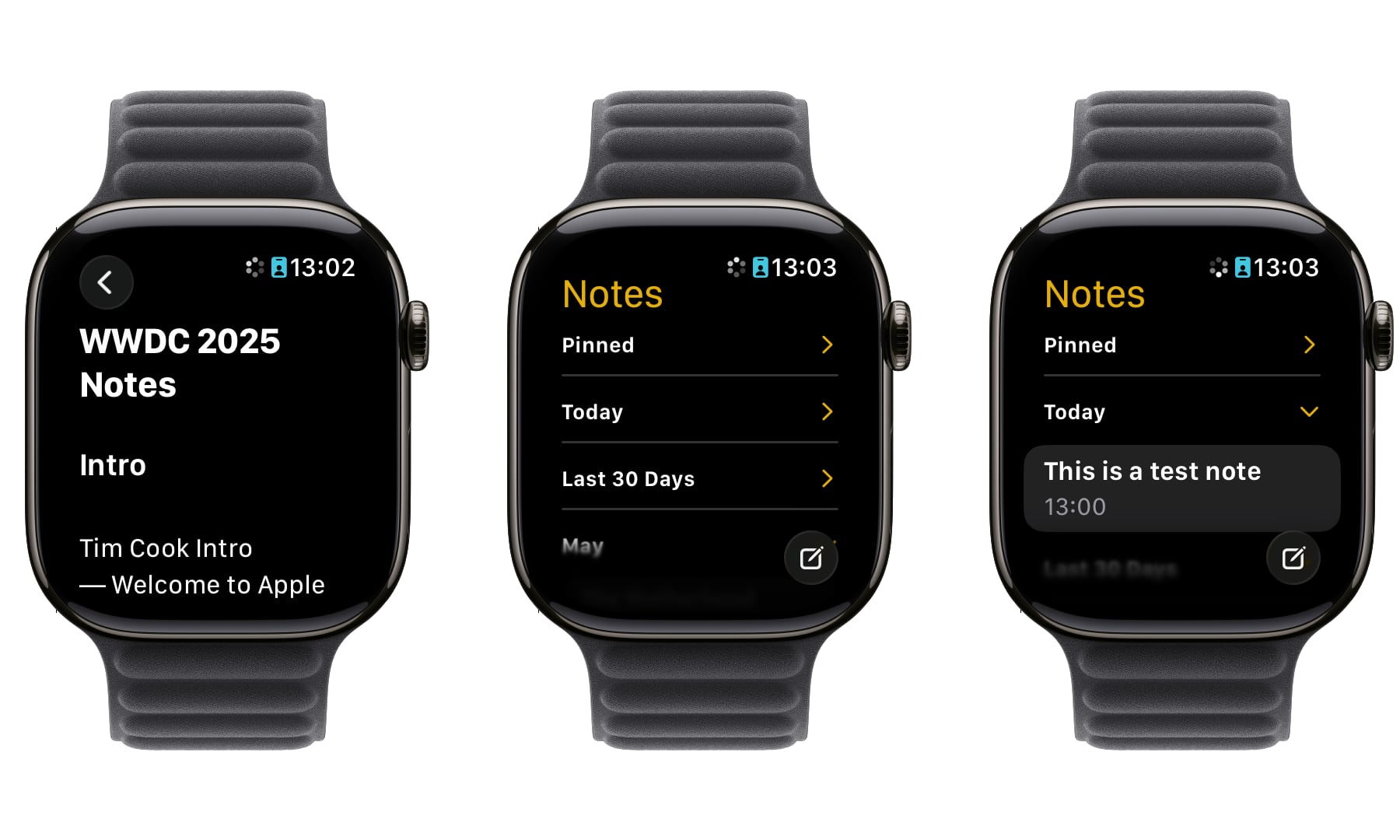 watchOS 26 beta 1 Notes app
