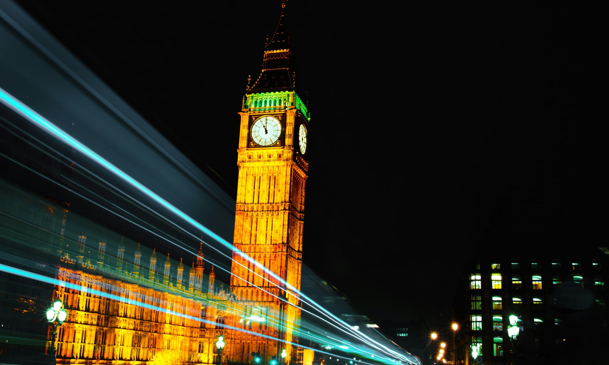 Big Ben and UK parliament by night timelapse