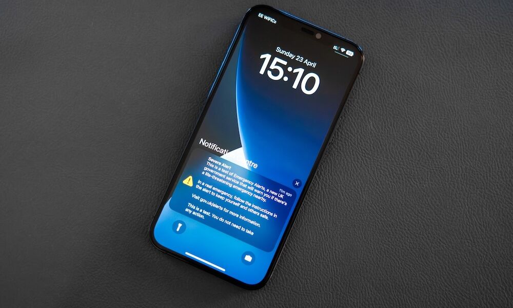 National Emergency Alert received on an iPhone