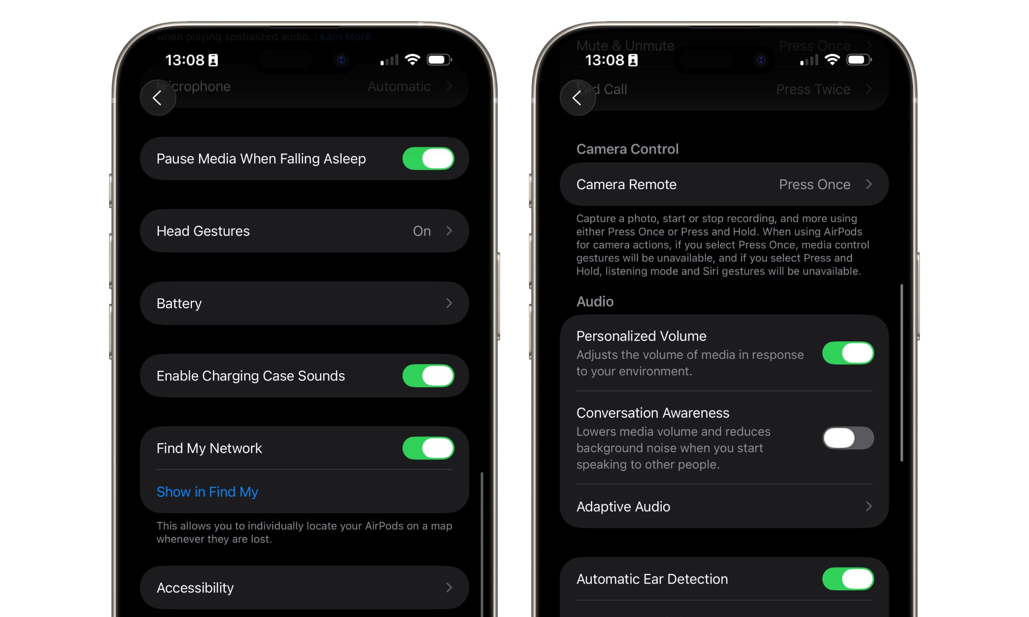 iOS 26 AirPods sleep detection and camera remote