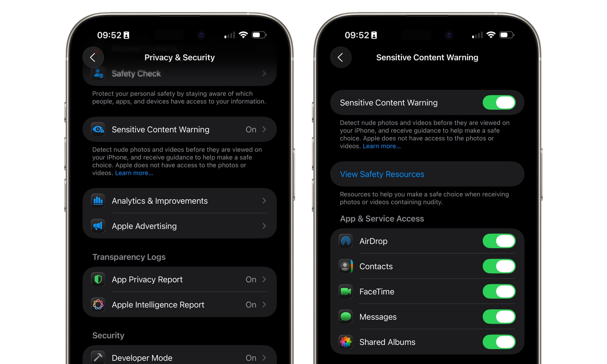 iOS 26 beta 2 Sensitive Content Warning Settings