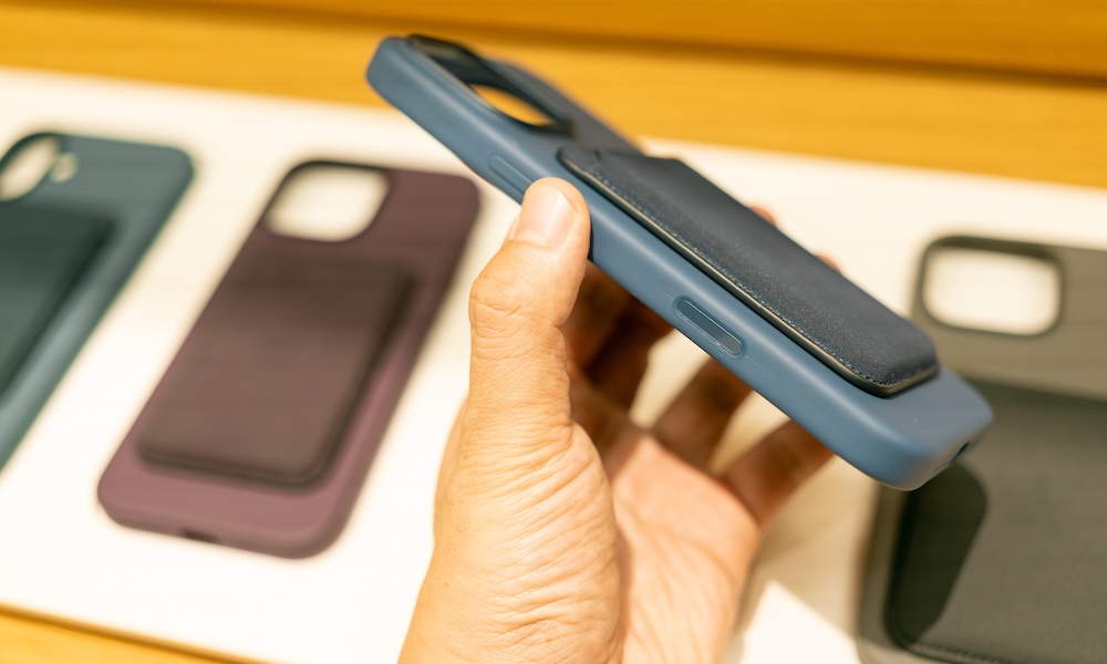 new iPhone 16 Pro max silicone case with MagSafe charging in a store.