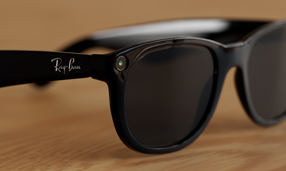 Meta Glasses with Ray Ban logo and the built in ultra wide 12 MP camera. Calgary Alberta Canada Sept 29 2024