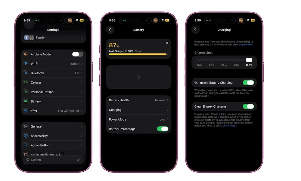 Optimized Battery Charging and Charge Limit on iPhone