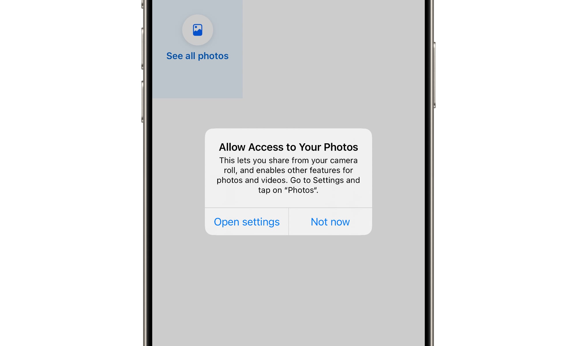 iPhone Allow Access to Photos prompt