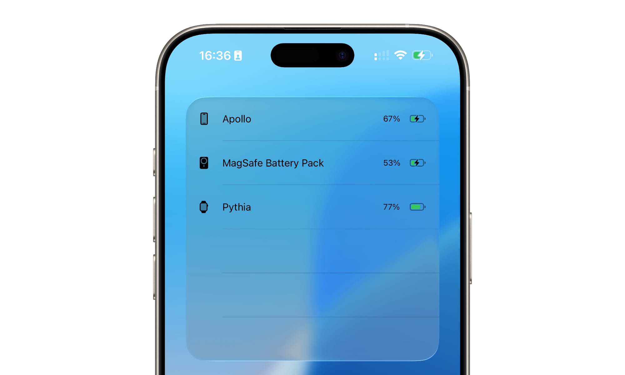 iPhone and MagSafe battery pack reverse wireless charging status