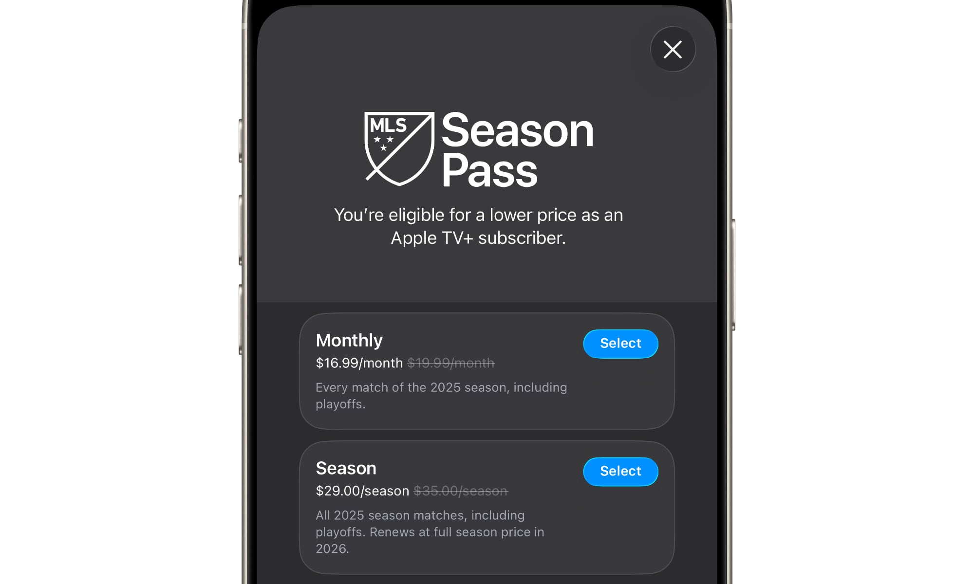 MLS Season Pass Sept 2025 discounts