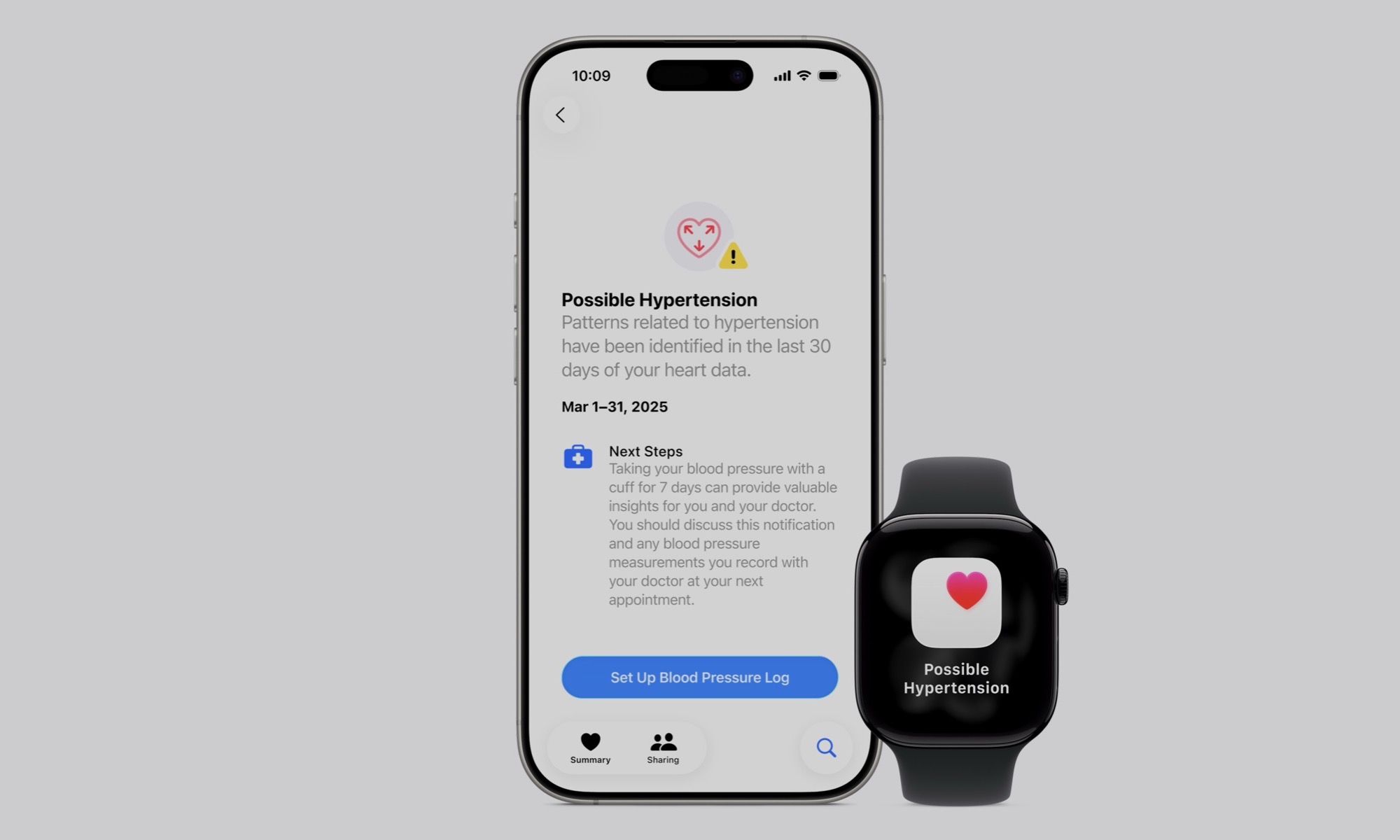 Hypertension notifications on iPhone and Apple Watch