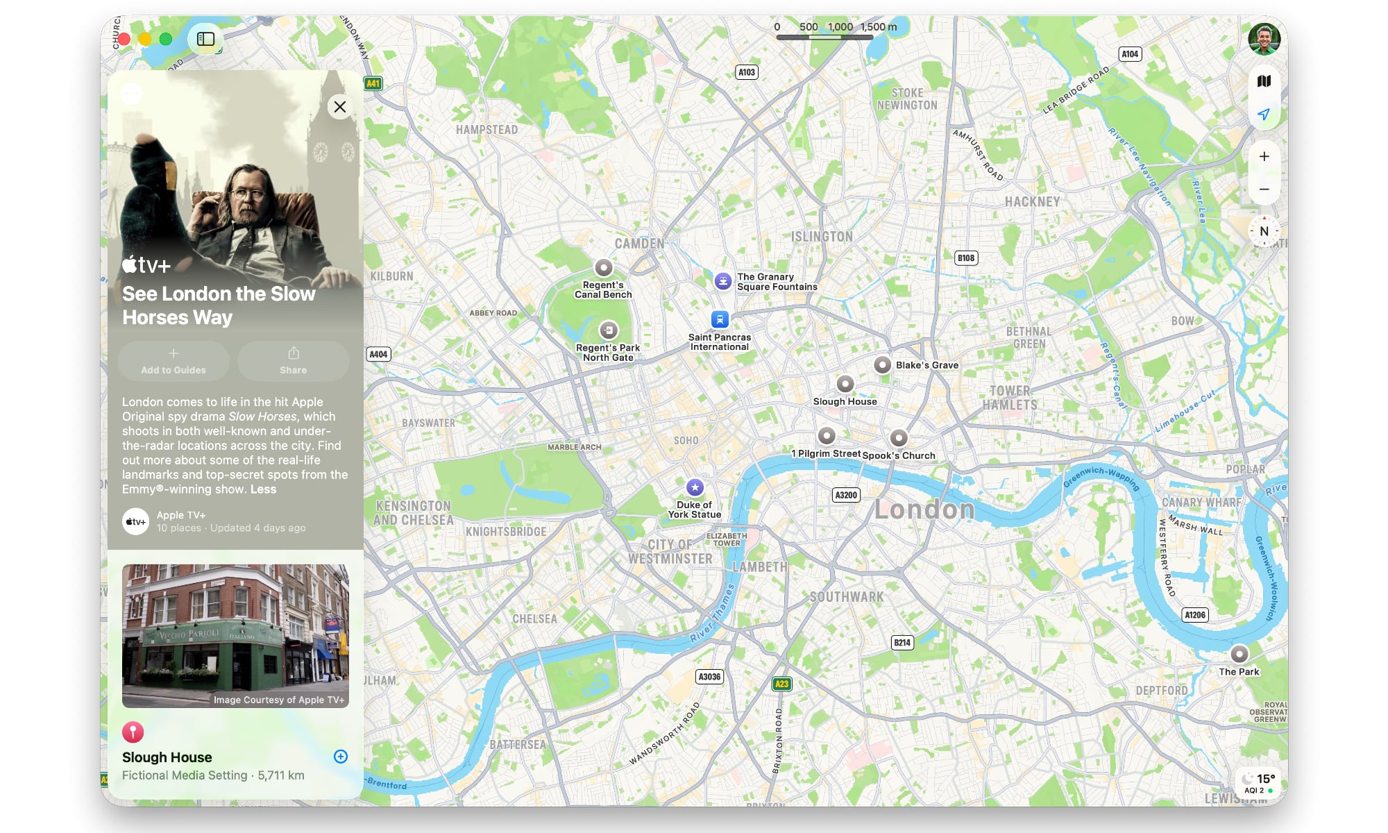 Slow Horses Guide on Apple Maps