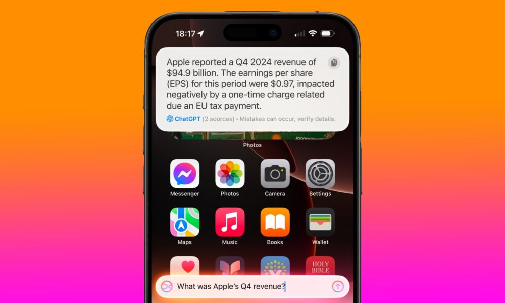 iPhone Apple Intelligence Siri Search via ChatGPT iPhone Apple Intelligence Siri Search via ChatGPT