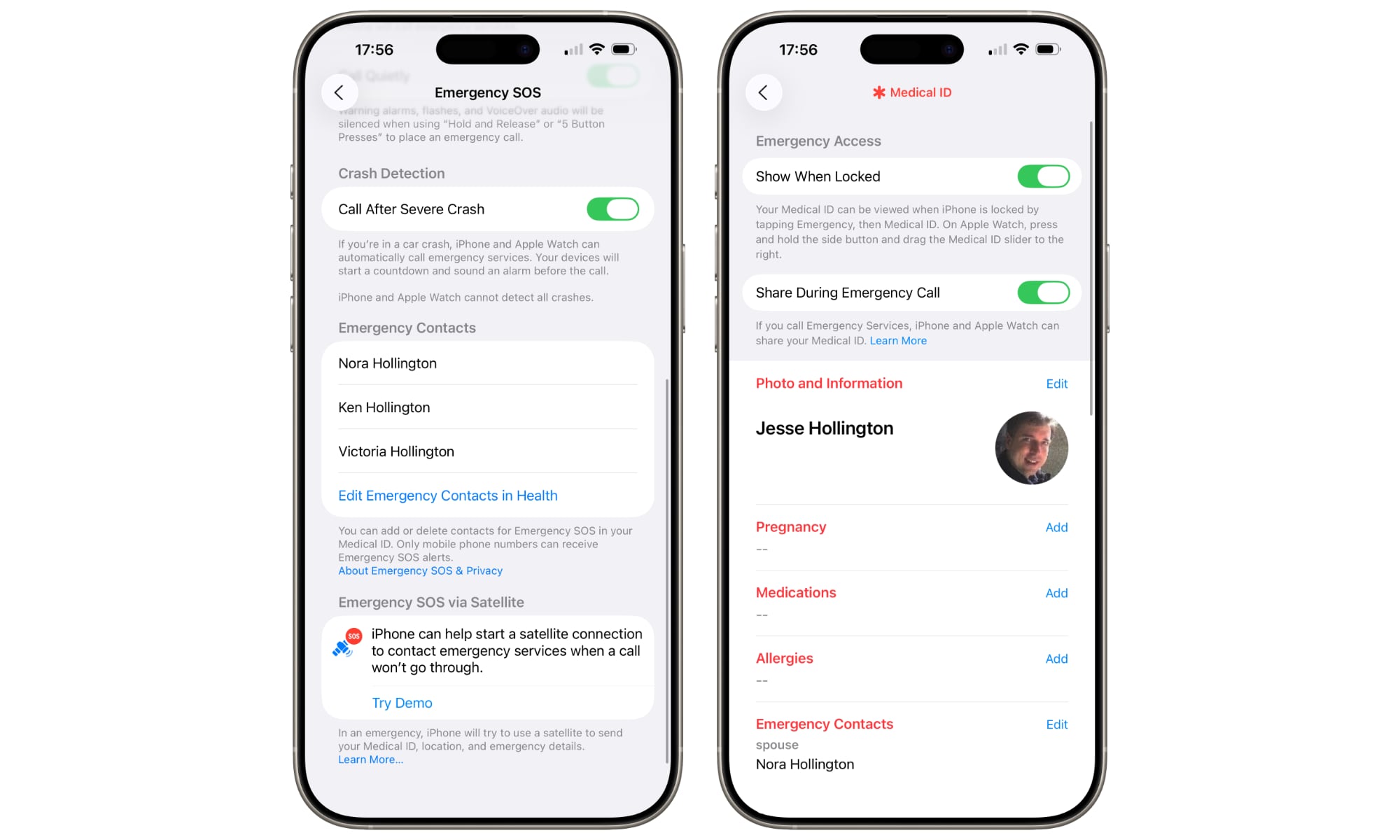 iPhone Emergency SOS and Medical ID
