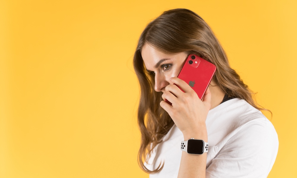 talking on iphone