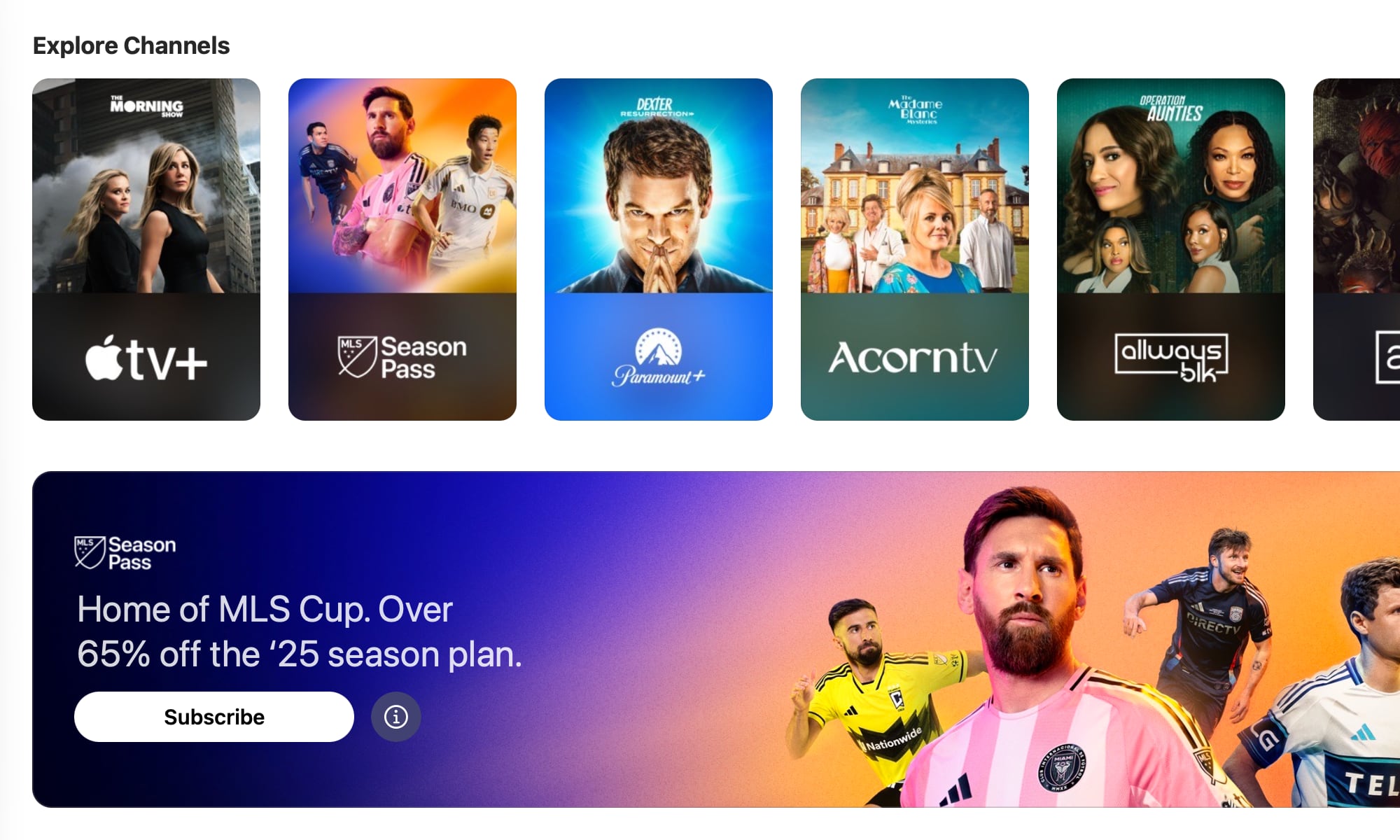 Apple TV Channels in macOS TV app Oct 2025