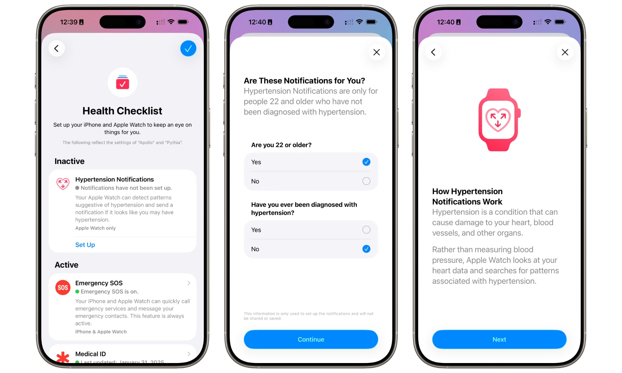 Apple Watch enable Hypertension Notifications in Health app on iPhone