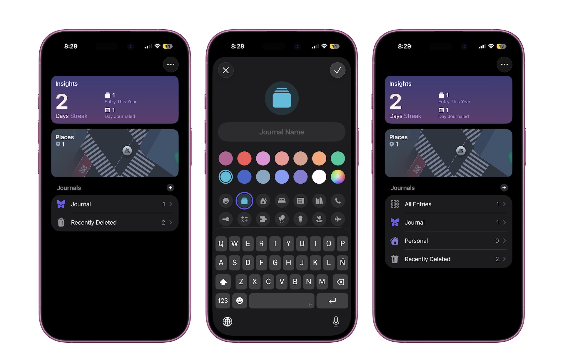 Create a New Journal iPhone