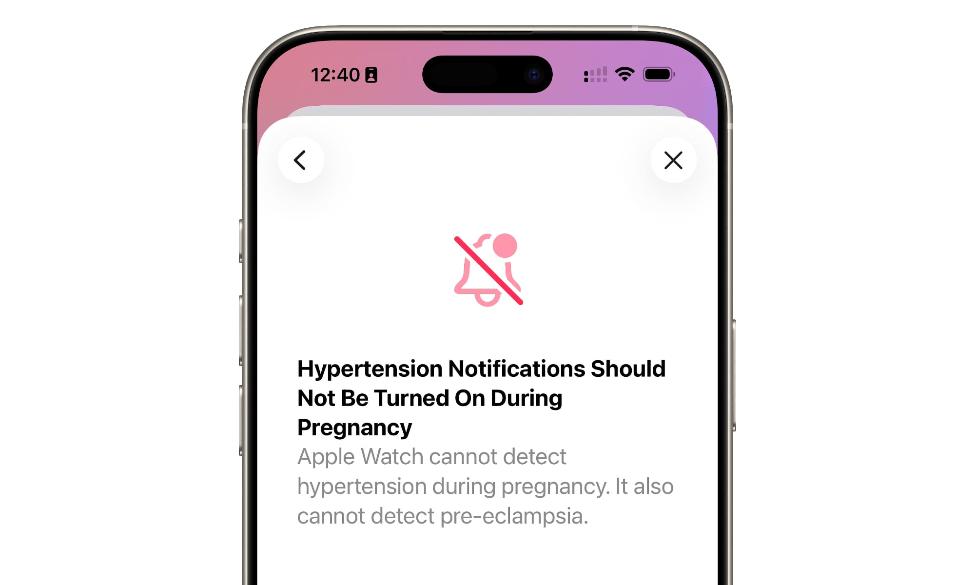 Hypertension Notifications pregnancy warning